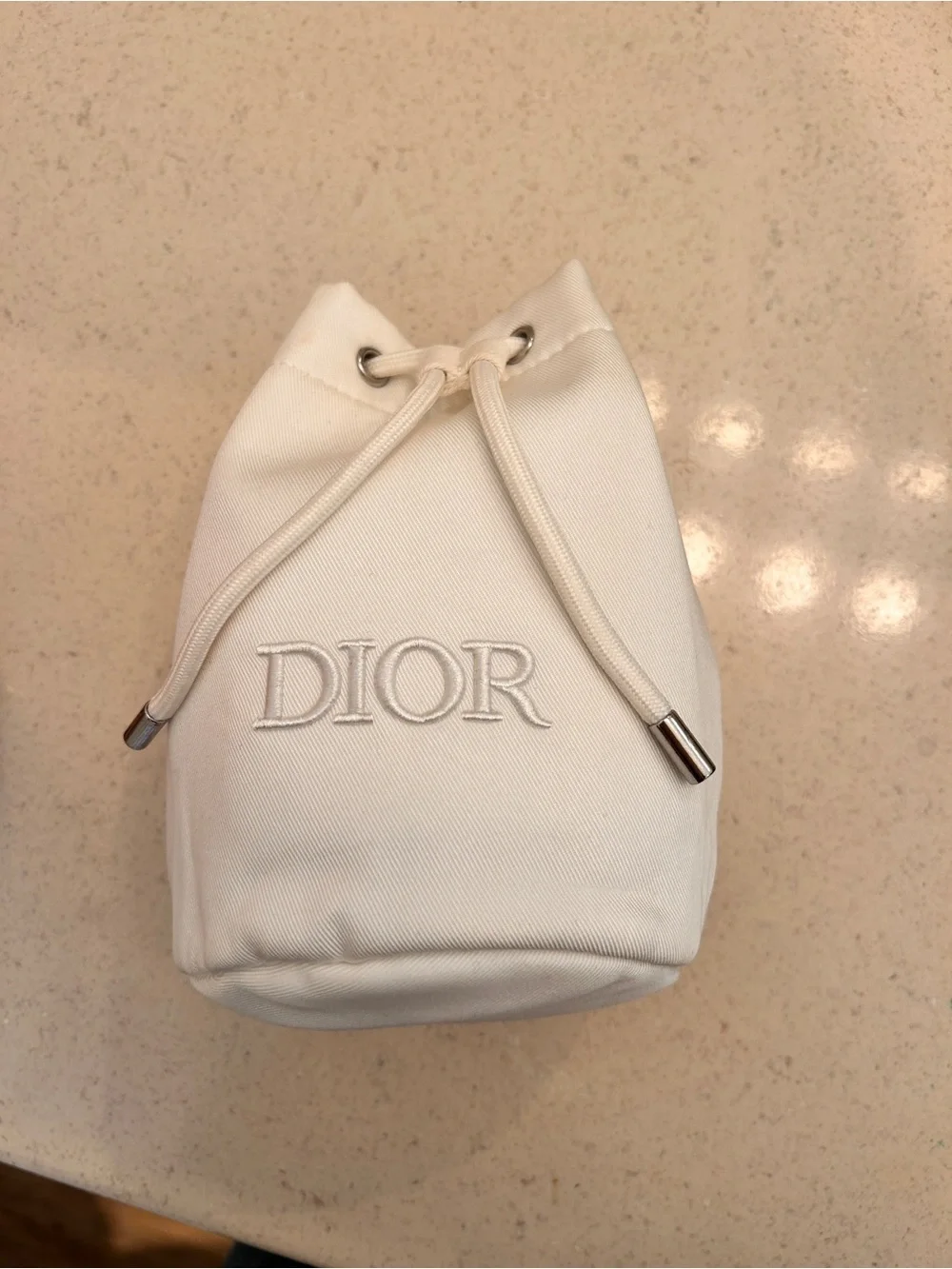 Dior Ivory Drawstring Cosmetic Pouch
